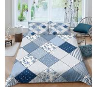 kaiyun BluePatchwork 3D Print Duvet Cover VintageStylePattern 3 Piece Quilt Covers Bedding with Zipper Closure,with Pillowcase Microfiber for Boys Girls Adult King（220x240cm）