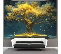kaiyun Book Tapestry Wisdom Tree Wall Hanging Tapestries for Bedroom Living Room Apartment Dorm Decorations Wall Art Decor 70cmx100cm