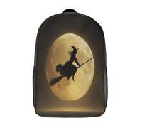 kaiyun Bright Big Moon Boys Girls Babies Toddler Backpack Side Hidden Pockets,Flying Witch,with Adjustment Buckle Kids Travel Bag For, 17inch