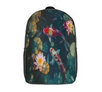 kaiyun Brightly Colored Koi, Lotus Flowers Backpacks Kids Schoolbag with Adjustable Shoulder Strap Casual Daypack Sports Gym Outdoor 17inch