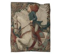 kaiyun British Female Rider Riding A White Horse with White Wings Home Use Bedding 3D Digital Printed Plush Bed Blanket Boys And Girls Sofa Throws 70x80inch(180x200cm)