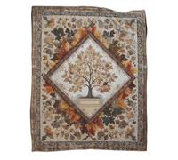 kaiyun Brown And White Autumn Leaves Diamond Border Throws,Soft And Warm Printed Flannel for Bed And Sofa 50x60inch(127x152cm)