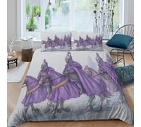 kaiyun Byzantine Armored Cavalry Wearing Purple Cloaks Duvet Cover Set - Bedding Bed Set Printed Patterned with Pillowcases, Soft Microfiber Quilt Covers Double（200x200cm）