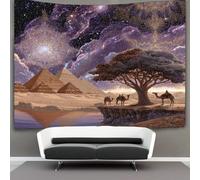 kaiyun Camels Crossing The Starry Desert Tapestry Bedroom Aesthetic - Indie Wall Room Decor Pyramids Wall Hanging,Wall Art 130cmx150cm