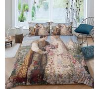 kaiyun Castle And Flowers-Beautiful Love Story Duvet Cover 3D Printed Bedding Set for Kids Teens Adults Microfibre Quilt Cover Bed Decor 3Pcs King（220x240cm）