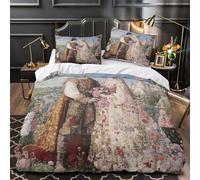 kaiyun Castle And Flowers-Beautiful Love Story Duvet Cover Set - Bedding Bed Set Printed Patterned with Pillowcases, Soft Microfiber Quilt Covers Super King（260x220cm）