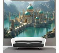 kaiyun Castle Tapestry Surrounded by Mountains Tapestries 3D Wall Hanging Home Decorations for Room 70cmx100cm