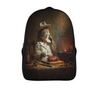 kaiyun Cat Eating Barbecue Backpack for Girls Children's Bookbag Lightweight for School Travel Bag,Teen Boys Daypack 16 inch