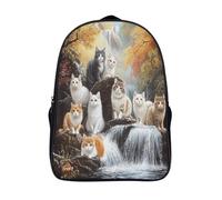 kaiyun Cat on The River Backpack School Bags Kids,for Girls,Boys Weird Art Bookbag for Elementary,Children's Rucksack 16 inch