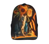 kaiyun Cat on The Table Backpacks Sunflower 3D Printed Daypack for Boys Girls And Middle School Students 16 inch Large Capacity Bookbags