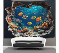 kaiyun Caves Tapestry Fish And Corals Wall Hanging for Bedroom Home Decor HD Printing Living Room, Dorm 180cmx230cm