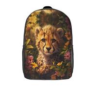 kaiyun Cheetah Cub Backpack Rucksack Lightweight with Wild Animal Art Style School Bag for Boys And Girls Kids Bags Christmas,Back to School Gift,17inch