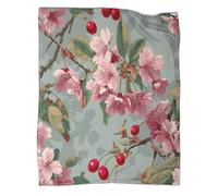 kaiyun Cherry Blossom Branches Pattern Blanket Novel Design Dormitory Soft Comfortable Fluffy Bedding Four Seasons 50x60inch(127x152cm)