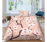 kaiyun Cherry Blossoms 3PCs Duvet Cover Sets, 3D Japanese Style Printing Themed, Comfortable, Soft Bedding Set Bedroom Decor Single（135x200cm）