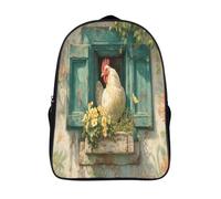 kaiyun Chicks on The Window Backpack Rucksack Lightweight with Wooden Flower Box School Bag for Boys And Girls Kids Bags Christmas,Back to School Gift,16 inch