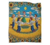 kaiyun Children Are Dancing A Waltz in The Wheat Field And Sunflowers Throws And Patchwork Quilts,80x90inch(200x230cm),Soft Blanket with Pattern