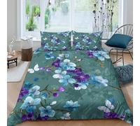 kaiyun Chinese Patterns Printed Duvet Cover Set 3 Piece Microfiber Quilt Cover 3D Flowers Butterflies Patterned Easy Care Bedding Set - Shrink & Fade Resistant King(220x240cm)