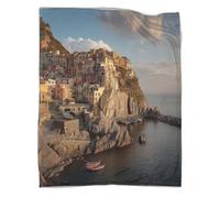 kaiyun Cinque Terre, Italy Colorful Cliff Houses Patterned Throw Warm for Camping Outdoor Lightweight for Sofa Bed 50x60inch(127x152cm)