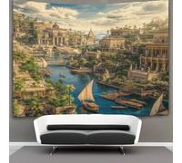 kaiyun City Architecture on The Nile River Tapestry Ancient Egypt Wall Hanging Tapestries for Bedroom Living Room Apartment Dorm Decorations Wall Art Decor 70cmx100cm