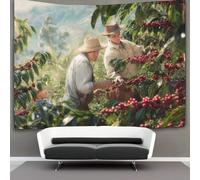 kaiyun Coffee Farmers Are Picking Ripe Red Coffee Cherries Tapestry Wall Hanging Bedroom Home Decor 100cmx150cm