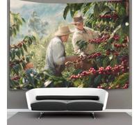kaiyun Coffee Farmers Are Picking Ripe Red Coffee Cherries Tapestry Wall Hanging Wall Art for Living Room Bedroom Dorm 180cmx230cm