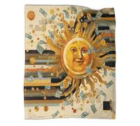 kaiyun Collage Style Golden Sun with A Smiling Face Home Use Bedding 3D Digital Printed Plush Bed Blanket Boys And Girls Sofa Throws 70x80inch(180x200cm)