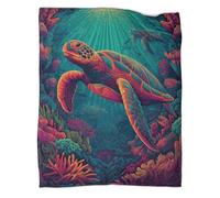 kaiyun Colorful Sea Turtles Swimming Among The Coral Reefs Throws And Patchwork Quilts,70x80inch(180x200cm),Soft Blanket with Pattern