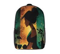 kaiyun Confident Woman Children School Backpack Green Leaves Herbal Tea Flowers Bookbags Casual Travel Rucksack Boys Girls Large Capacity Daypack 17inch