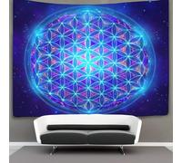 kaiyun Cosmic Flower Decorations Tapestry Neon Sacred Geometry 3D Printing Wall Blanket Wall Hanging for Living Room Bedroom Dorm Decor 100cmx150cm