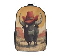 kaiyun Cow Wearing A Red Cowboy Hat in The Desert Backpack Rucksack Lightweight with School Bag for Boys And Girls Kids Bags Christmas,Back to School Gift,17inch