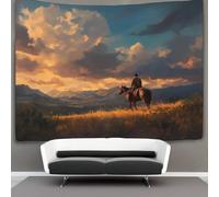 kaiyun Cowboy Riding A Horse through The Southwest Scenery Tapestry, Art Wall Hanging Decoration for Living Room Bedroom & Dorm 130cmx150cm