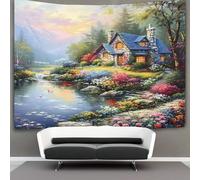 kaiyun Cozy Cottage Decorations Tapestry Rustic Garden Scene 3D Printing Wall Blanket Wall Hanging for Living Room Bedroom Dorm Decor 150cmx200cm