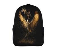 kaiyun Crane Spreads Its Golden Wings Children School Backpack Tree Branches Bookbags Casual Travel Rucksack Boys Girls Large Capacity Daypack 16 inch