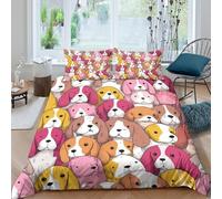 kaiyun Cute Beagle Seamless Pattern Duvet Cover 3D Printed Bedding Set 3Pcs Microfiber Quilt Cover, with Pillowcase Comforter Cover Adults And Teens King(220x240cm)