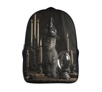 kaiyun Cute Cat Wearing A Wizard's Hat Children School Backpack Gothic Dark Environment Bookbags Casual Travel Rucksack Boys Girls Large Capacity Daypack 16 inch