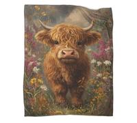 kaiyun Cute Highland Calf Blanket - Versatile Warm Bedding Wildflower Field Soft And Comfortable Travel Bed Throws And Patchwork Quilts 60x80inch(150x200cm)
