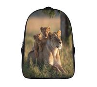 kaiyun Cute Lion Cubs Playing And Frolicking on The Back of Their Lioness Backpack Rucksack Lightweight with School Bag for Boys And Girls Kids Bags Christmas,Back to School Gift,16 inch
