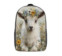 kaiyun Cute Little Goat Colors, Colorful Flower Crowns Children's Backpack,Kids Schoolbag Students Bookbag for Boys Girls,17inch