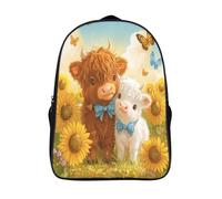 kaiyun Cute Little Highland Cow Backpacks Cartoon Illustration 3D Printed Daypack for Boys Girls And Middle School Students 16 inch Large Capacity Bookbags