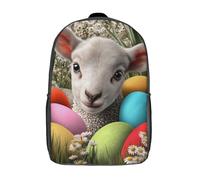 kaiyun Cute Little Lamb And Easter Eggs Backpack School Bags Kids,for Girls,Boys Bookbag for Elementary,Children's Rucksack 17inch