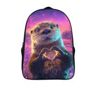 kaiyun Cute Little Otter Backpack for Girls Heart Shape Children's Bookbag Lightweight for School Travel Bag,Teen Boys Daypack 16 inch