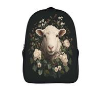 kaiyun Cute White Sheep Head with Ivy, Roses And Daisies Kids Travel Backpack,Large Capacity Bag For Girls Boys Teenagers Breathable Design Bookbag 39x29x16cm