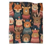 kaiyun Cute Woodland Animals in Festive Costumes Patterned Throw Warm for Camping Outdoor Lightweight for Sofa Bed 60x80inch(150x200cm)