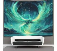 kaiyun Cyan Phoenix Tapestry Wall Hanging Northern Lights Wall Art for Living Room Bedroom Dorm 150cmx200cm