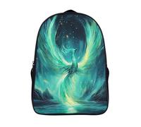 kaiyun Cyan Phoenix Teenagers Backpack Middle School Students Northern Lights Bookbag Outdoor Daypack 16 inch