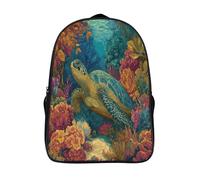 kaiyun Dark Green Turtle Children School Backpack Deep Blue Sea Bottom Bookbags Casual Travel Rucksack Boys Girls Large Capacity Daypack 16 inch