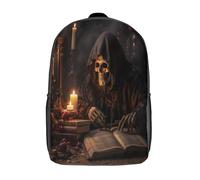 kaiyun Death Figure School Bags Girls Boys Gothic Horror Style Backpack for Teenagers Large Capacity School Bag Lightweight Rucksack 17inch