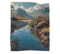 kaiyun Deer Drinking Water by The River Blanket - Versatile Warm Bedding Soft And Comfortable Travel Bed Throws And Patchwork Quilts 80x90inch(200x230cm)