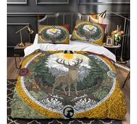 kaiyun Deer in The Heart of The Forest 3D Duvet Cover,Microfibre Bedding Sets, Easy-Care Printed Quilt Covers, 3 Piece Comforter Cover for Kids Teens Super King(260x220cm)