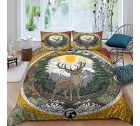 kaiyun Deer in The Heart of The Forest Duvet Cover Set 3D Bedding Set 3 Pieces Ultra Soft Microfiber Comforter Cover for Kids Teens Adults King(220x240cm)